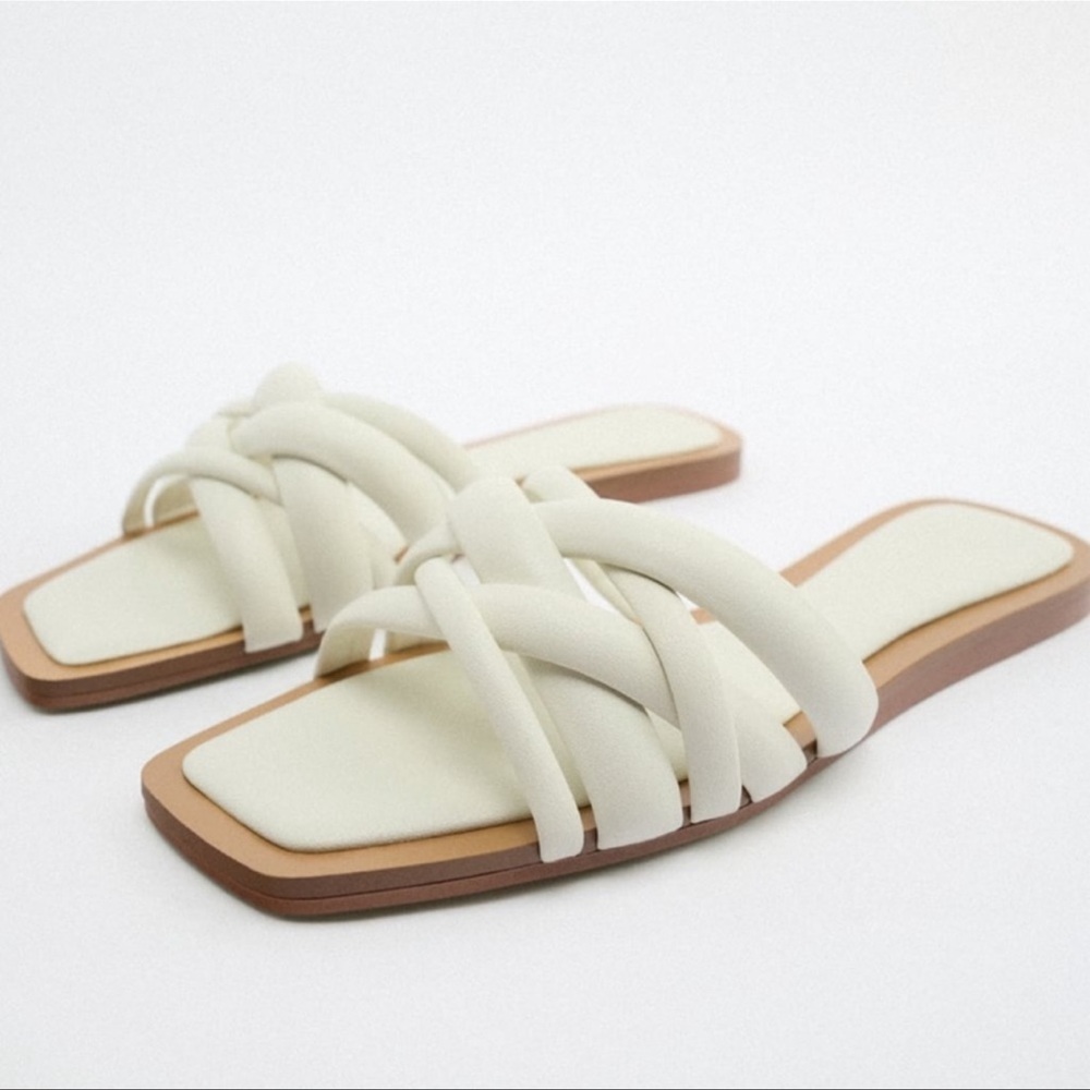 COPY - Zara Flat Strappy White Slide Sandals 3619/910 Size EUR 36 / USA 6
